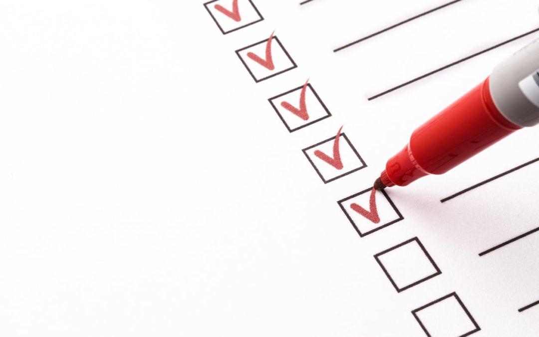 ticking off items in a checklist